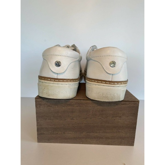 Anthropologie J/Slides white leather athleisure athletic lacee shoes size 5.5 - Picture 6 of 9